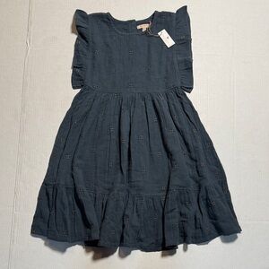PINK CHICKEN NWT‎ Kit Dress 14Y Dark Slate Kids Dress Ruffle Sleeve Twirly Skirt